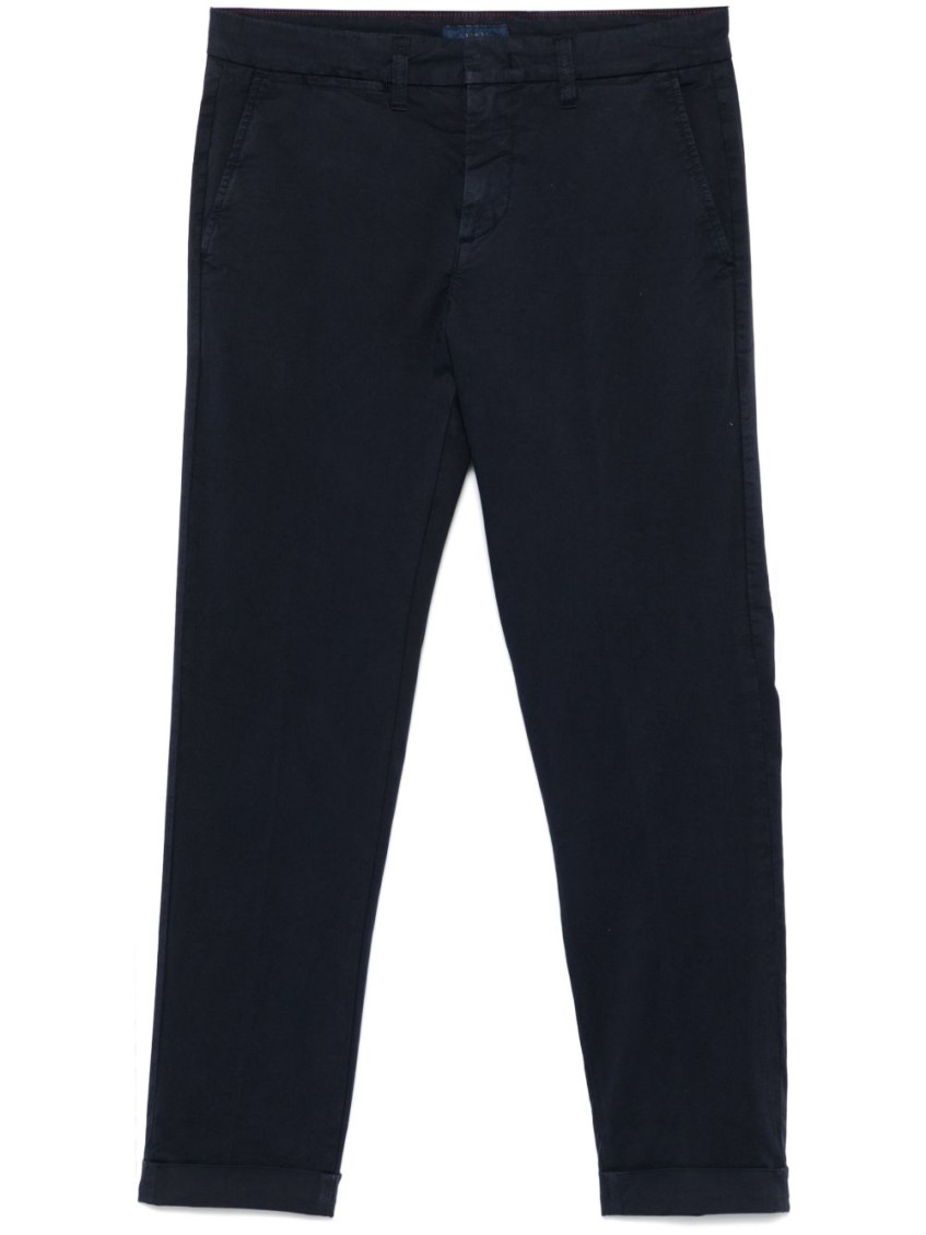 Fay Tailored Capri Pants With Pockets In Navy Blue