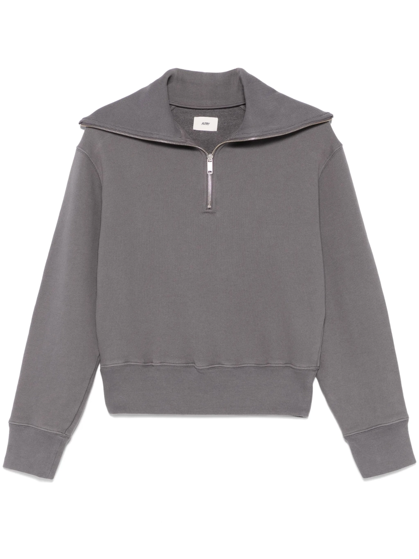 Autry Gray Cotton Sweatshirt With Zip In Grey