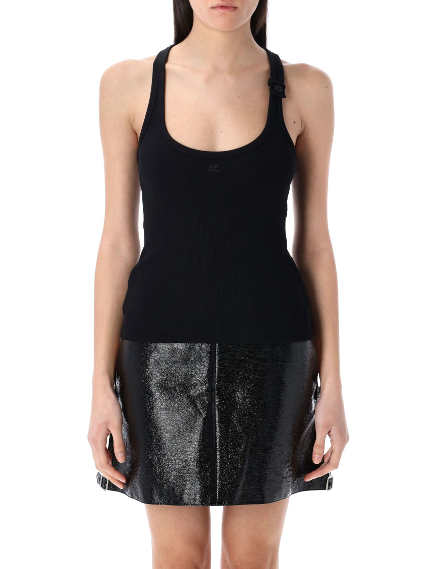 Shop Courrèges Black Sleeveless Tank Top