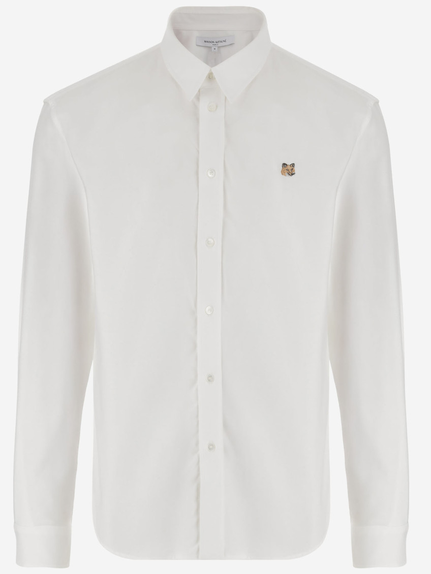 Shop Maison Kitsuné White Fox Head Cotton Shirt