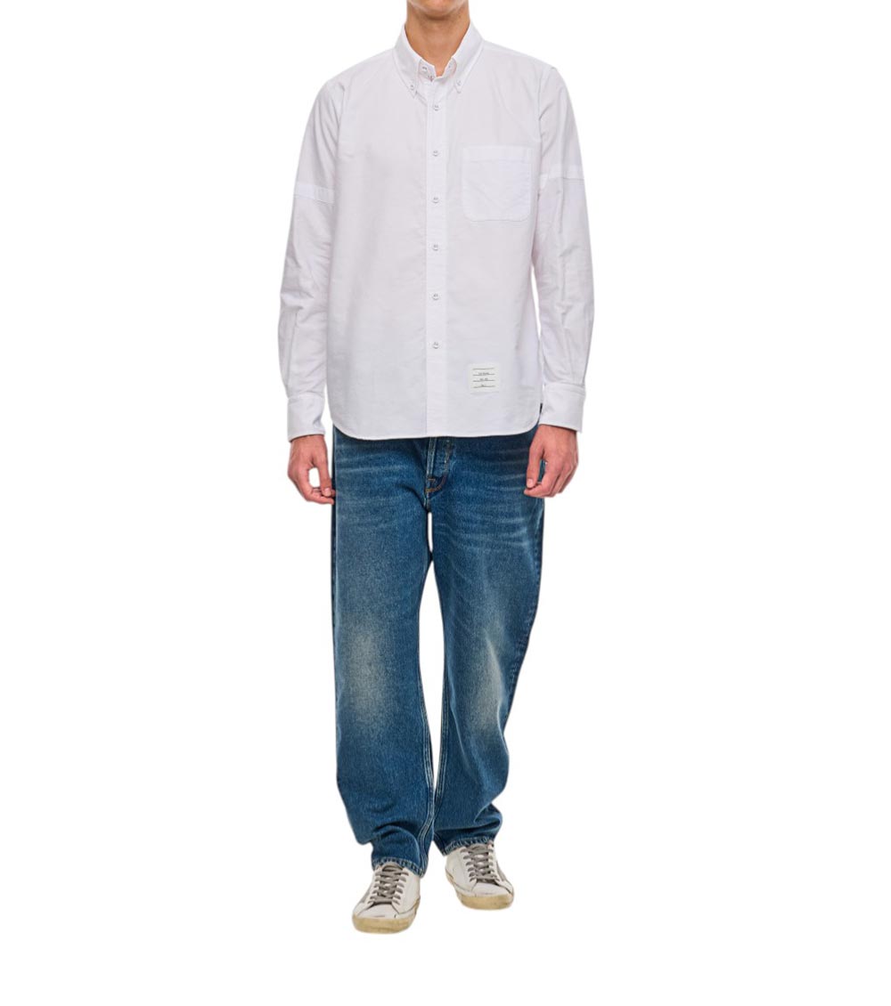 Thom Browne Rwb-stripe Cotton Shirt In White