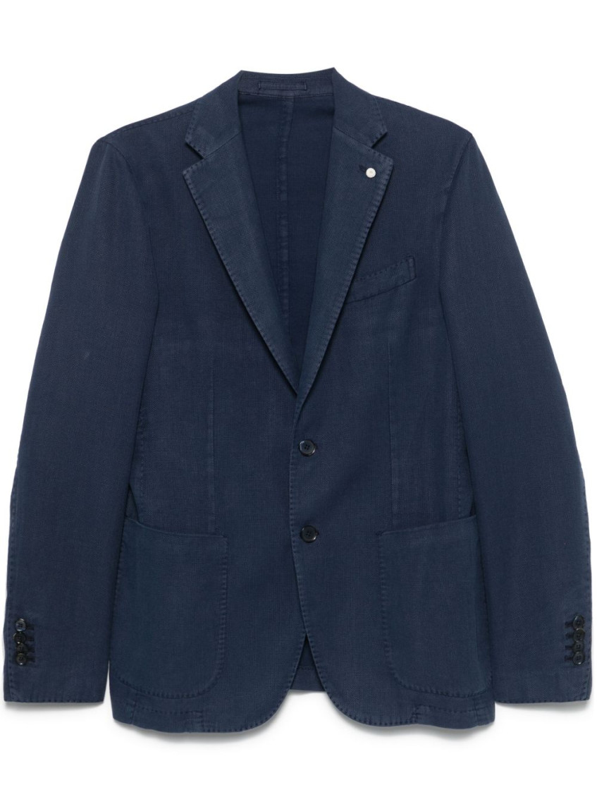 Luigi Bianchi Navy Blue Single-breasted Blazer In Navy Blue