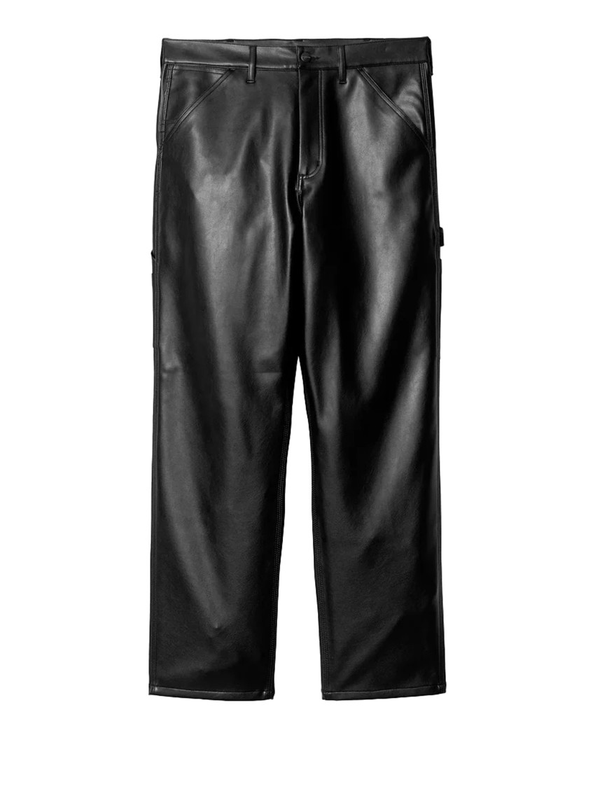 Carhartt Black Single Knee Pu Leather Cargo Pants In Black