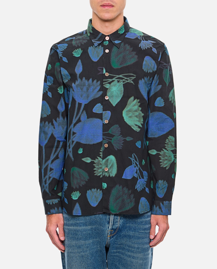 PAUL SMITH BLACK PRINTED COTTON SHIRT