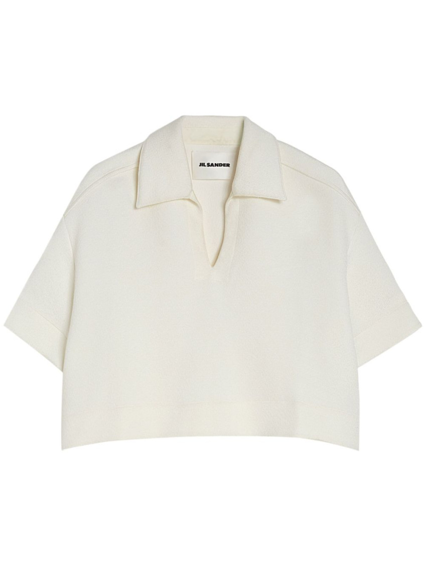 Jil Sander Cropped Polo Shirt In White