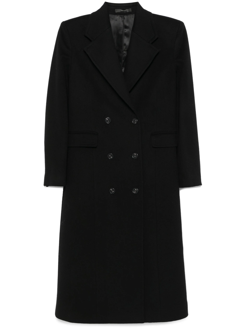 Paul Smith Double-breasted Long Coat In Black