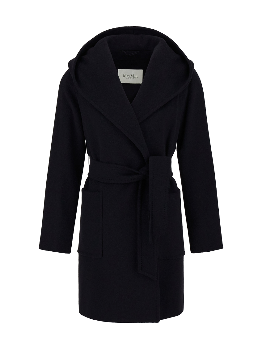Max Mara Rialto Camel Wool Robe Coat In Black