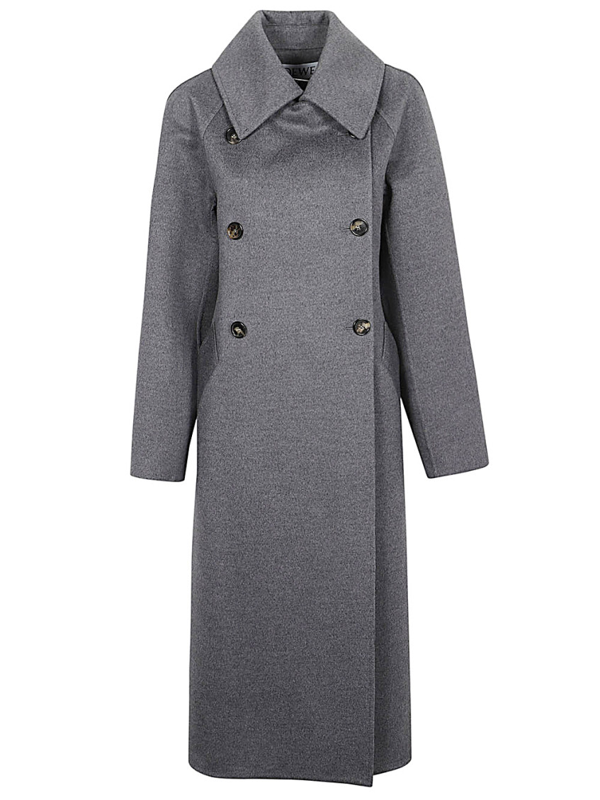 Loewe Wool And Cashmere Blend Coat In Grey