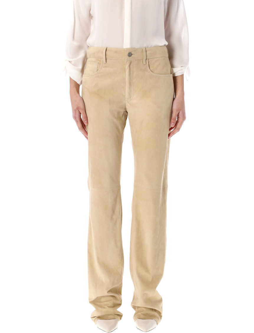 Polo Ralph Lauren Ralph Lauren Suede Leather Trousers In Beige