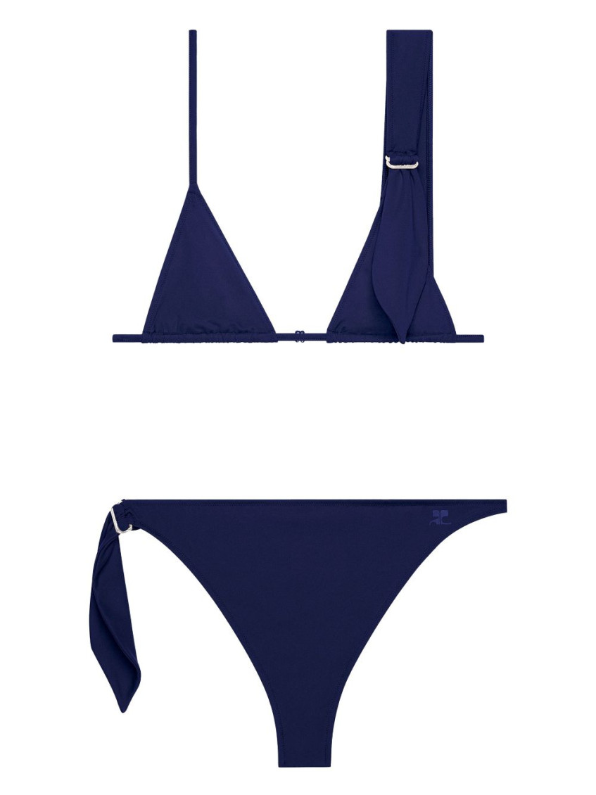 Courrèges Scarf Bikini With Triangle Top And Adjustable Spaghetti Straps In Navy Blue