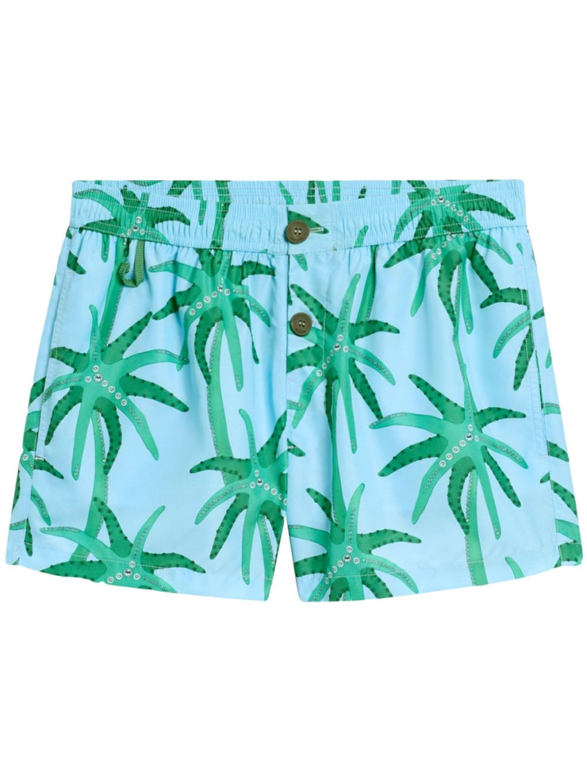 Jacquemus Le Maillot Puntini Light Blue Swimsuit With Elastic Waist And All-over Print In Tech Fabric Man In Light Blue