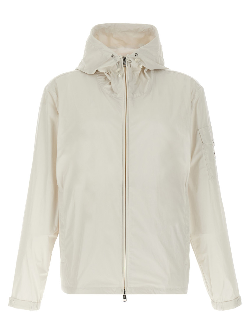 Moncler Windbreaker Drawstring Hood Elasticated Cuffs In White