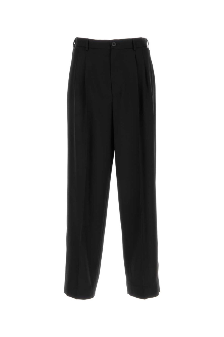 Magliano Wide-leg Wool Trousers With Pockets And Pleats In Black