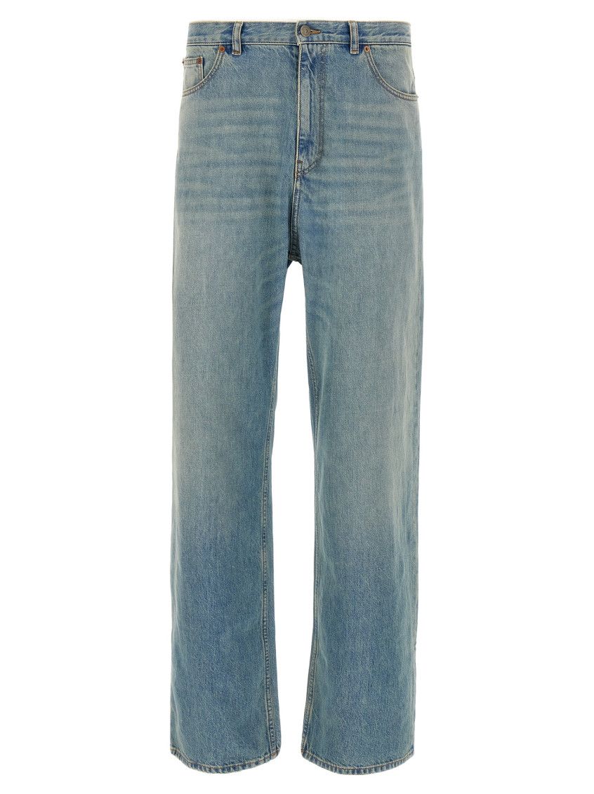 Valentino Rolled Cuffs Denim Trousers In Light Blue