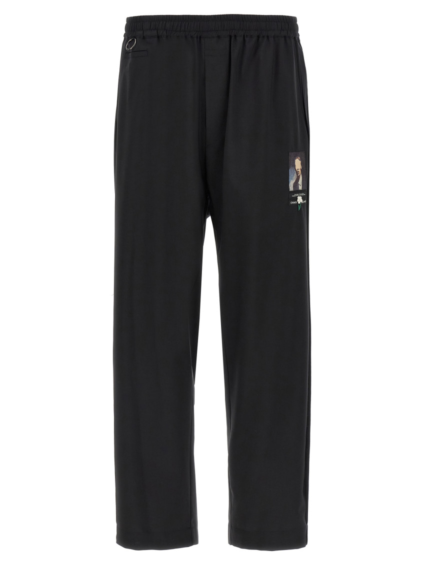 Undercover Trousers Graphic Print Elastic Waistband In Black