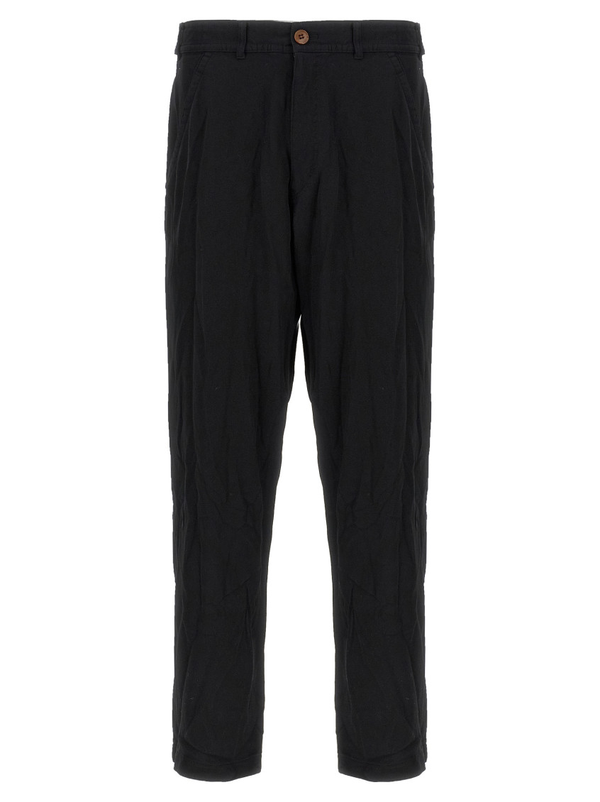 Comme Des Garçons Front Pleated Trousers With Back And Side Pockets In Black