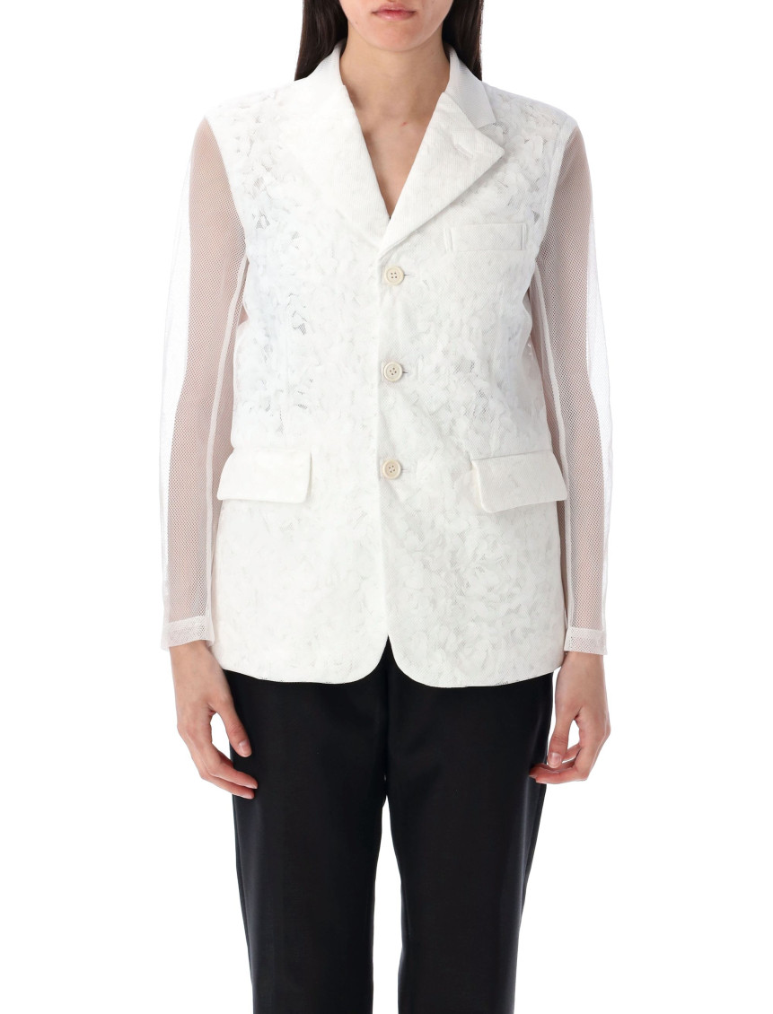 Shop Comme Des Garçons White Micro-flower Jacket