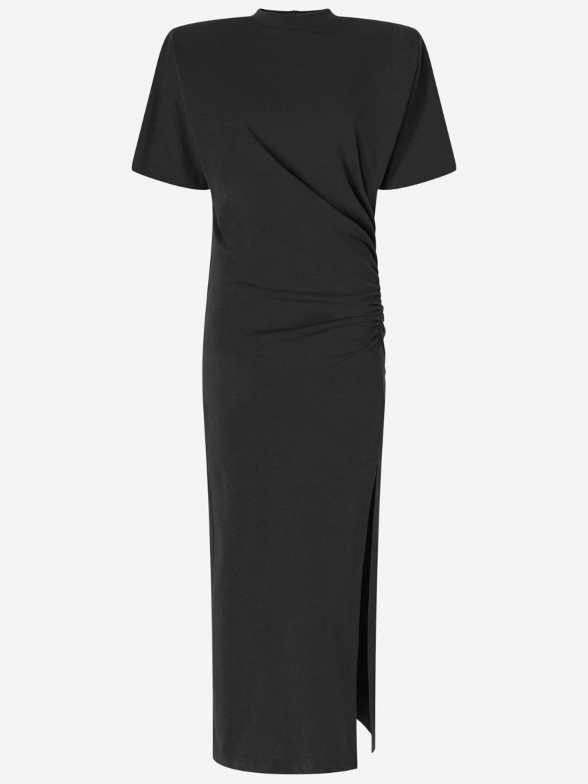 Pinko Long T-shirt Dress With Padded Shoulders In Black