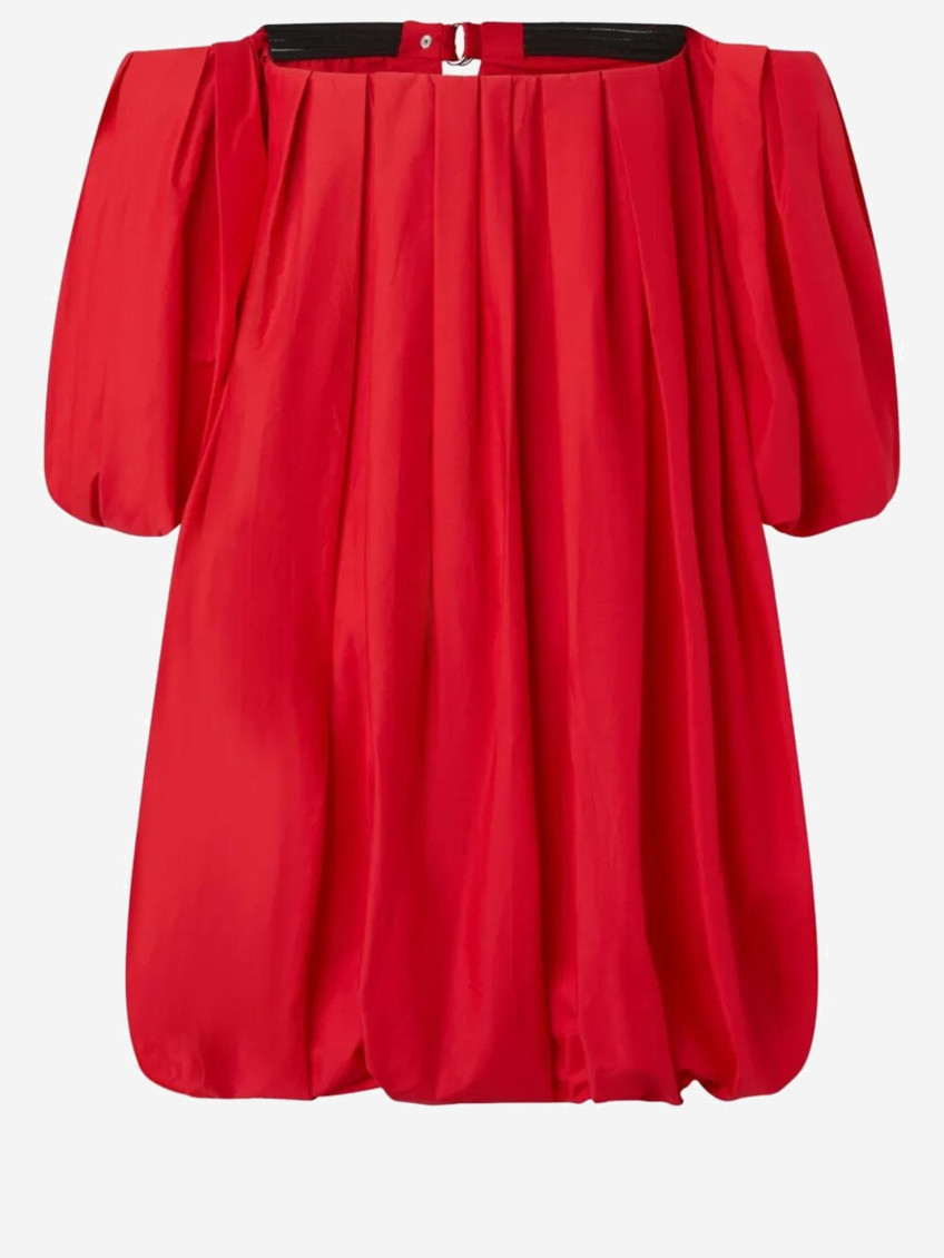 Pinko Red Off-shoulder Mini Dress In Red
