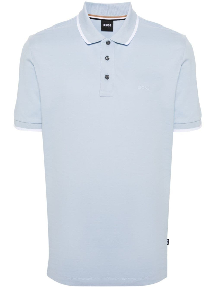 Hugo Boss Light Blue Regular Fit Logo Polo In Blue