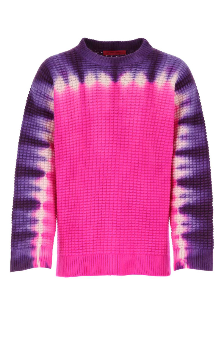 The Elder Statesman Daybreak Gradient Crew Neck Knit Sweater In Multicolor