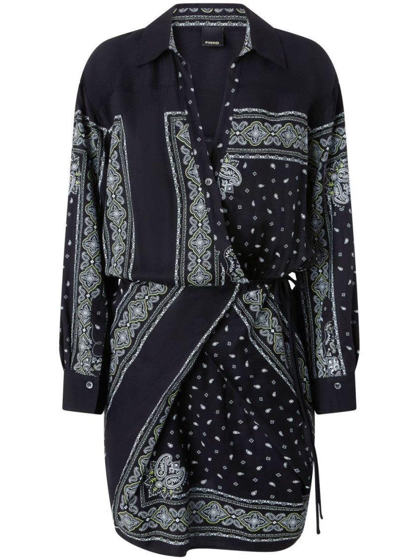 Shop Pinko Black Bandana-print Mini Dress