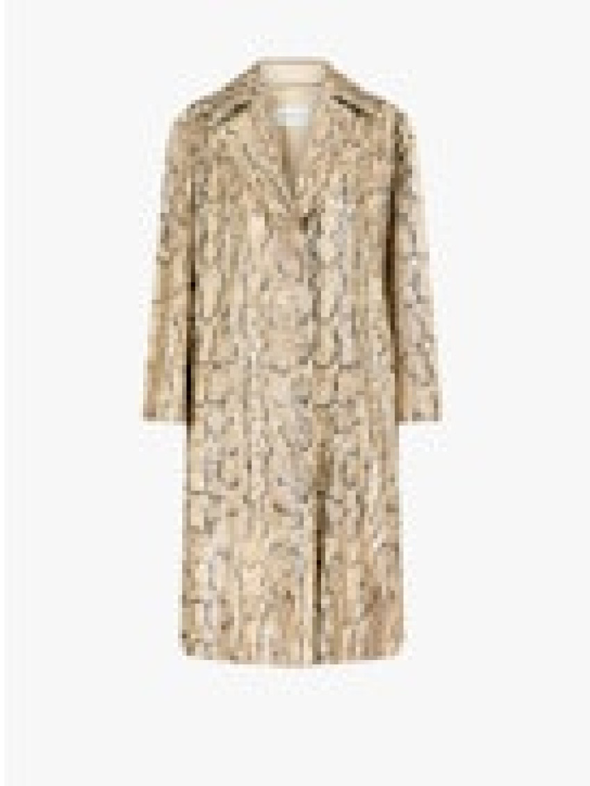 Shop Dries Van Noten Beige Long Trench Coat