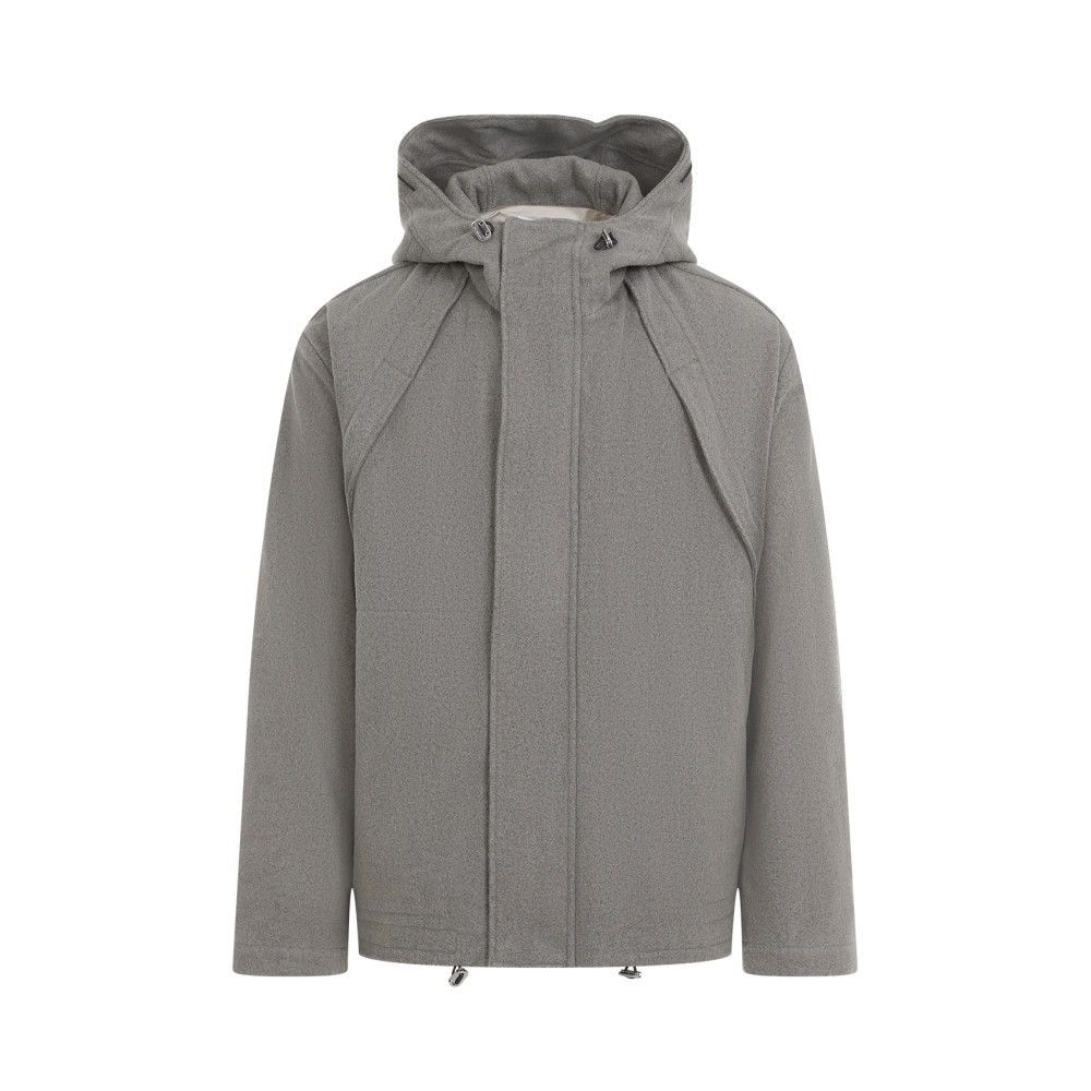Ranra Wool Jacket With Design And Functional Hood In Dark Grey