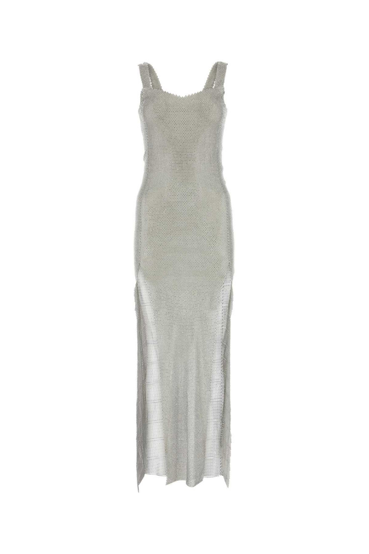 Santa Abito Lungo In Maglia Metallica Argento Donna In Silver