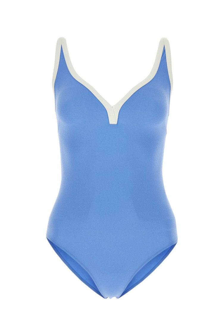 Lisa Marie Fernandez Cerulean Blue Maria Contrast-trim Swimsuit In Light Blue