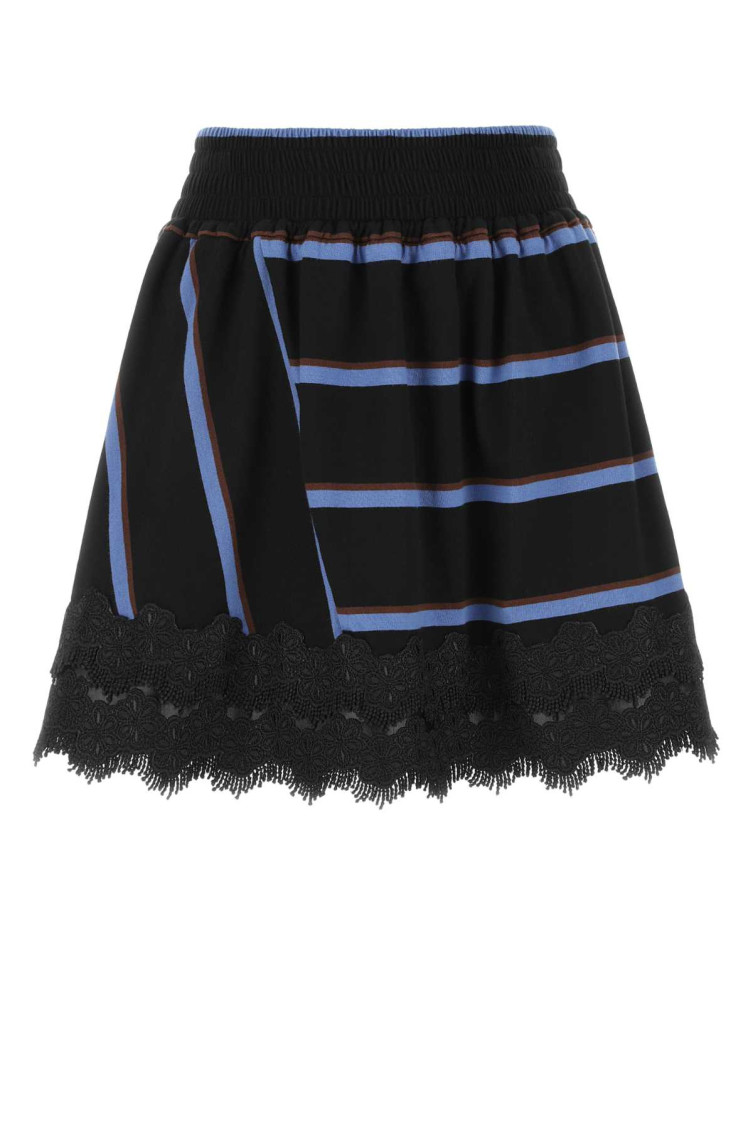 Koché Koche Embroidered Cotton Mini Skirt In Black