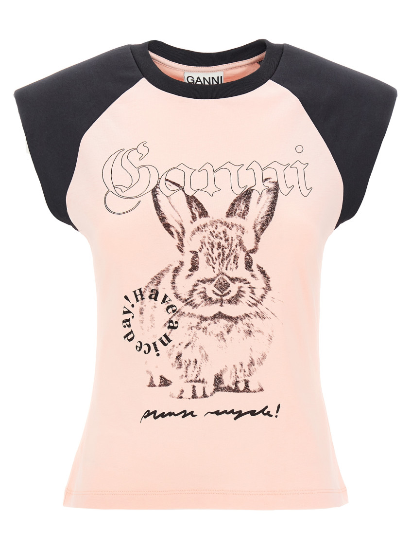 Ganni Basic Jersey Bunny Raglan T-shirt T-shirts Pink In Pink