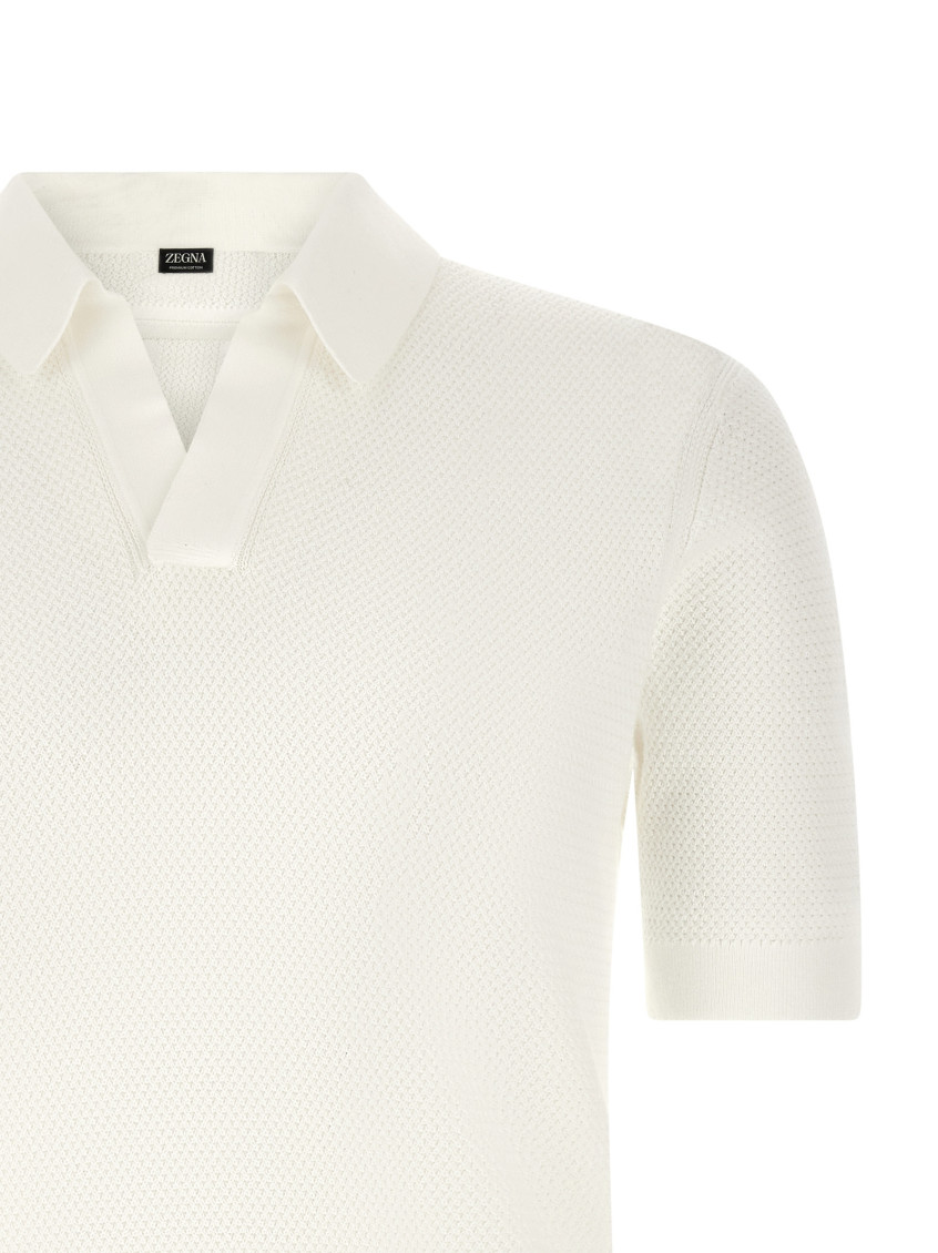 Zegna White Premium Cotton Polo Shirt for Men Online USA at