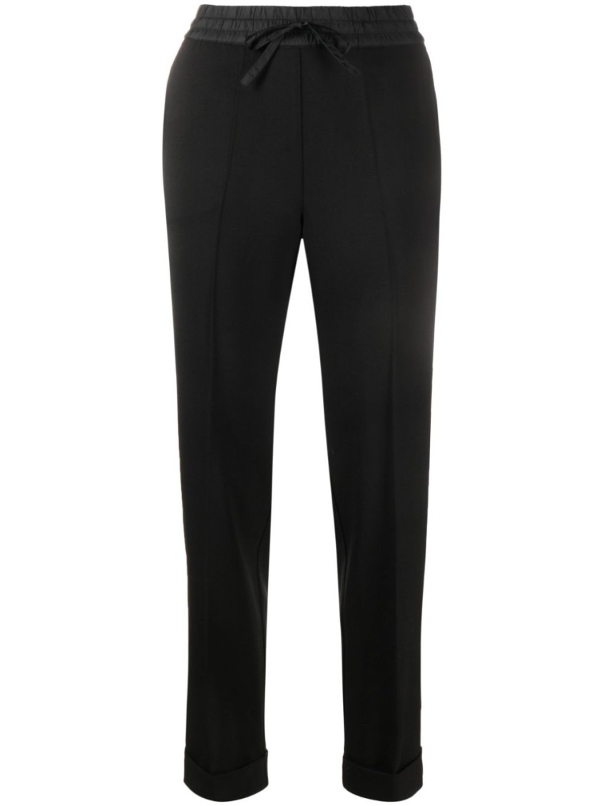 P.a.r.o.s.h Wool Blend Drawstring Trousers With Cuffed Hems In Black