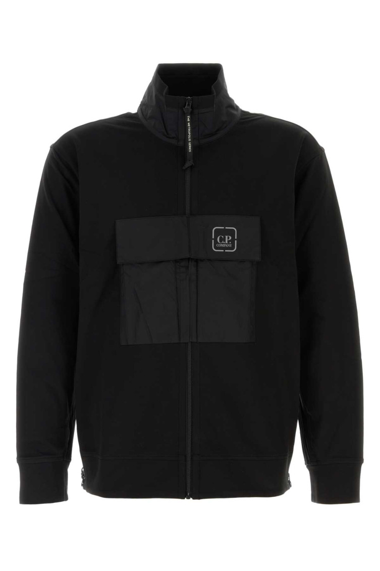 C.p. Company Stretch Cotton Sweatshirt With Front Pocket And High Collar