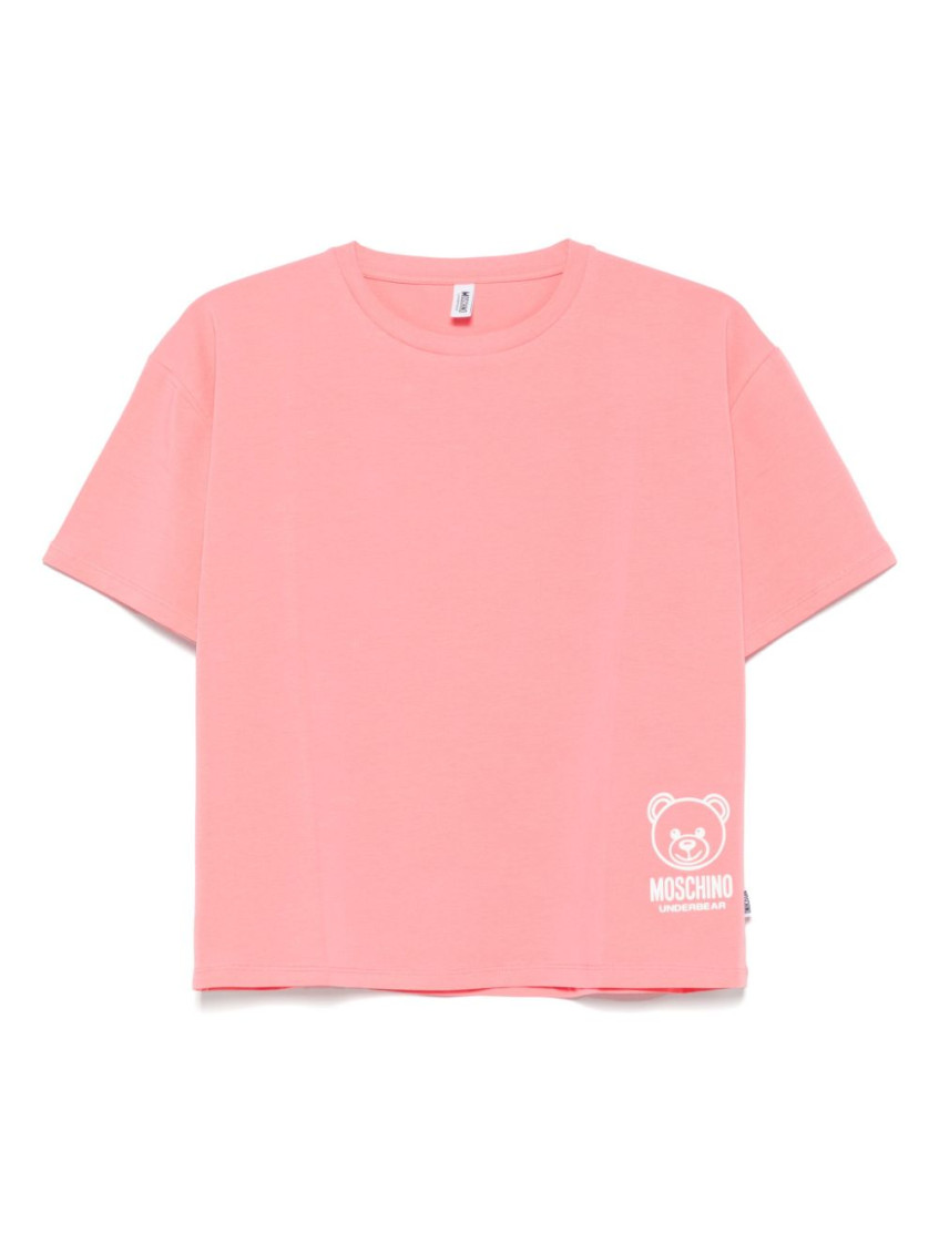 Moschino Underwear Pink Cotton Blend T-shirt With Logo