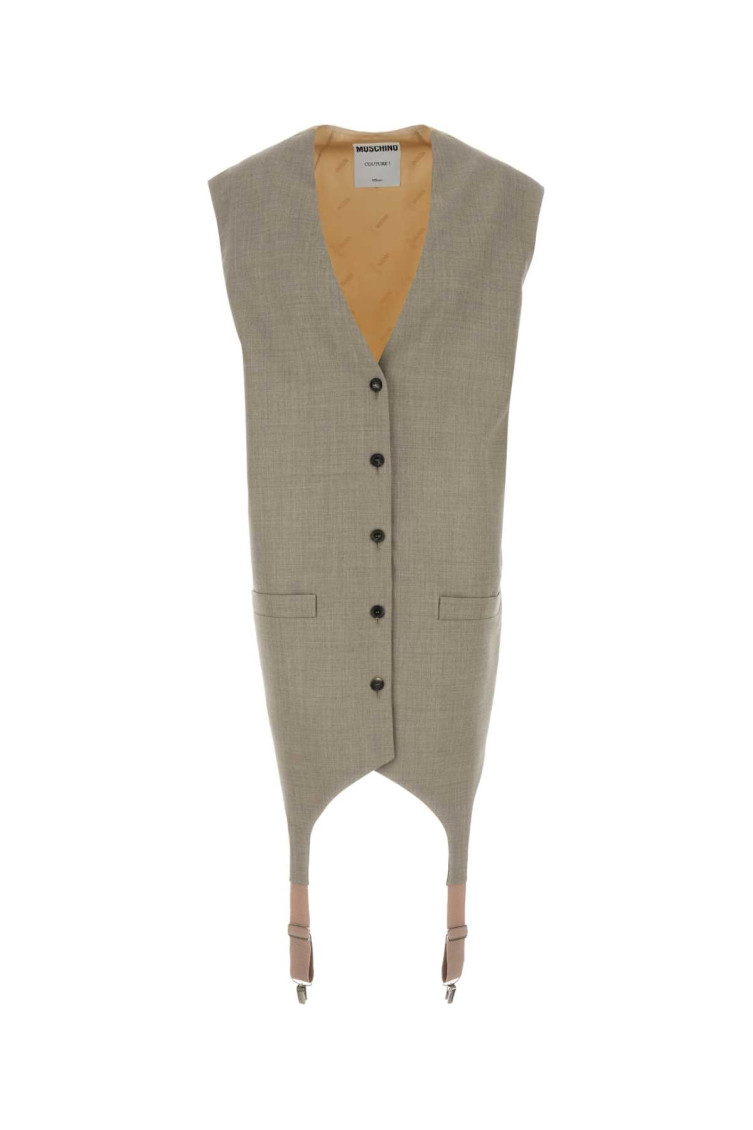 Moschino Couture Two-tone Wool And Satin Oversize Vest