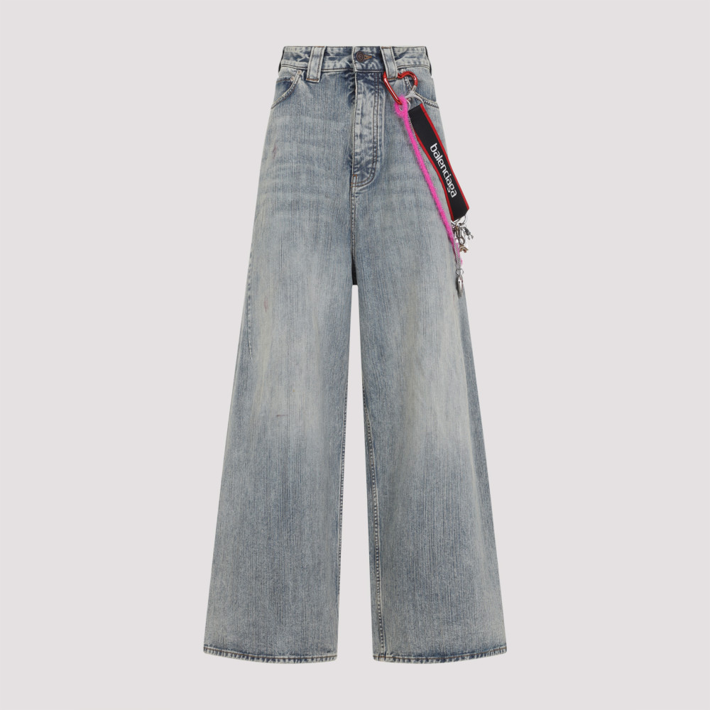 Balenciaga Wide-leg High Waist Jeans With Unique Accessory Chain