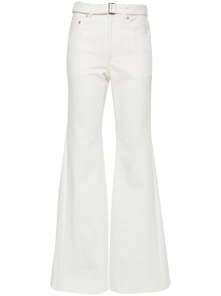 Sacai High-waisted Belted Flared Jeans