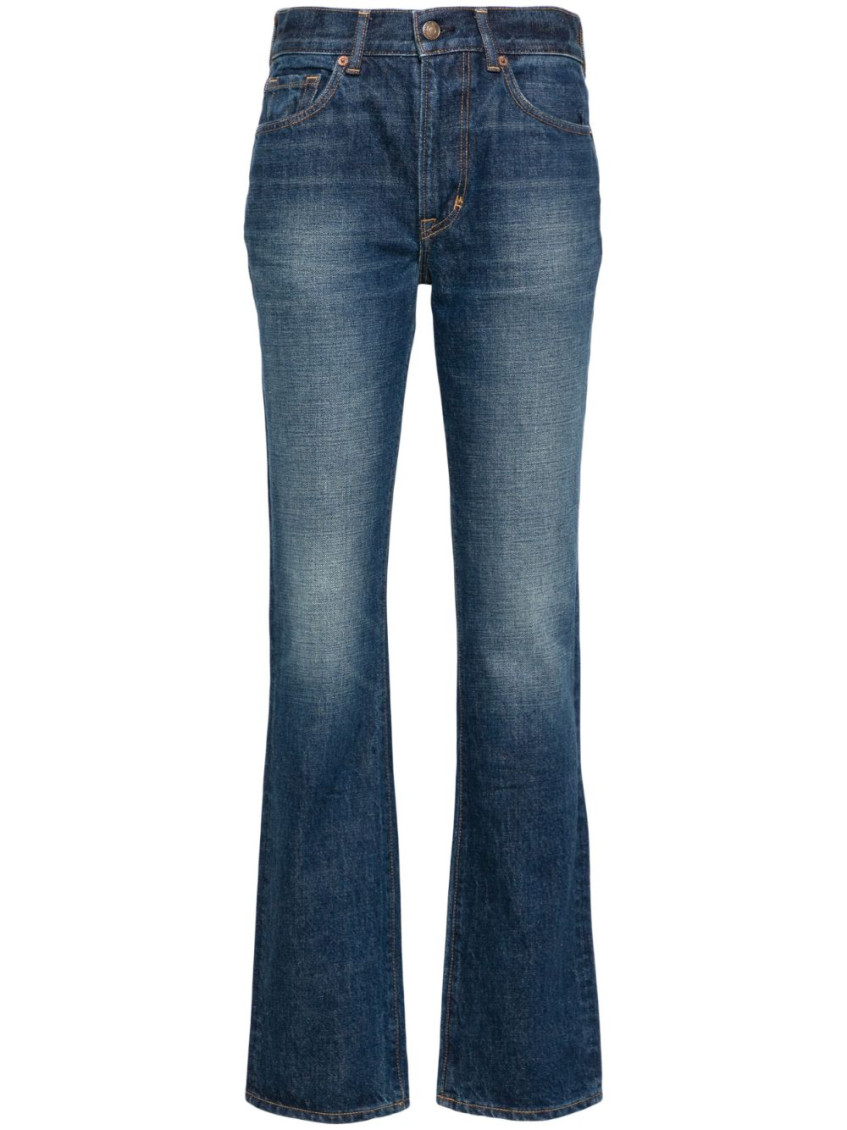 Tom Ford High Rise Denim Flared Jeans In Blue