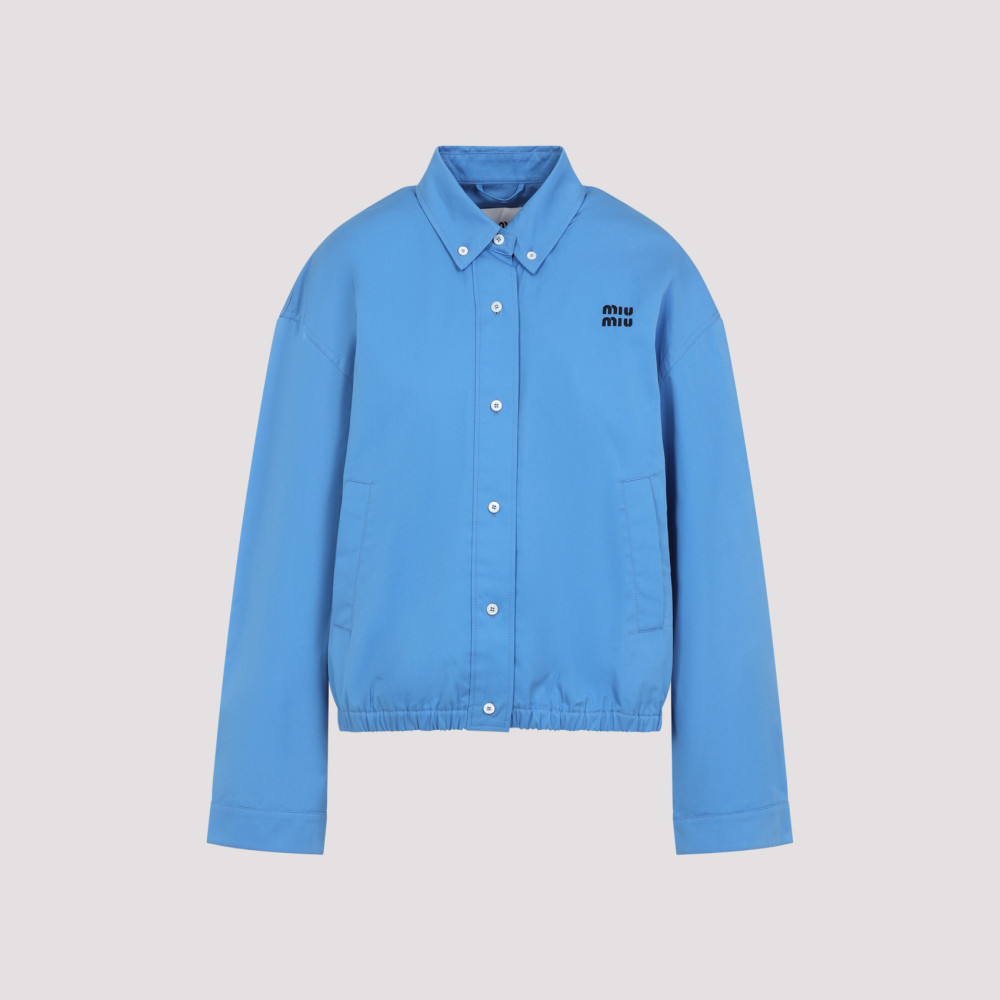 MIU MIU LIGHT BLUE POPLIN SHIRT JACKET