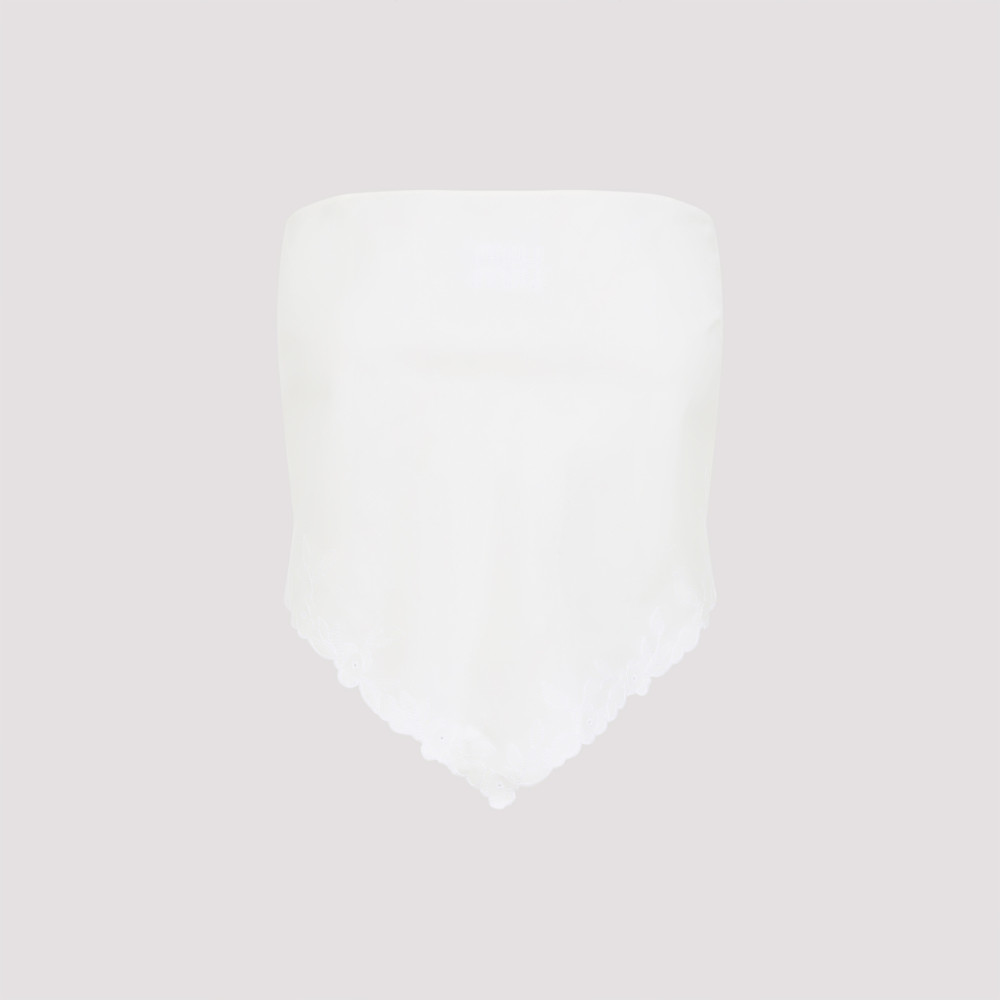 Miu Miu Embroidered Slubbed Canvasbandana Top