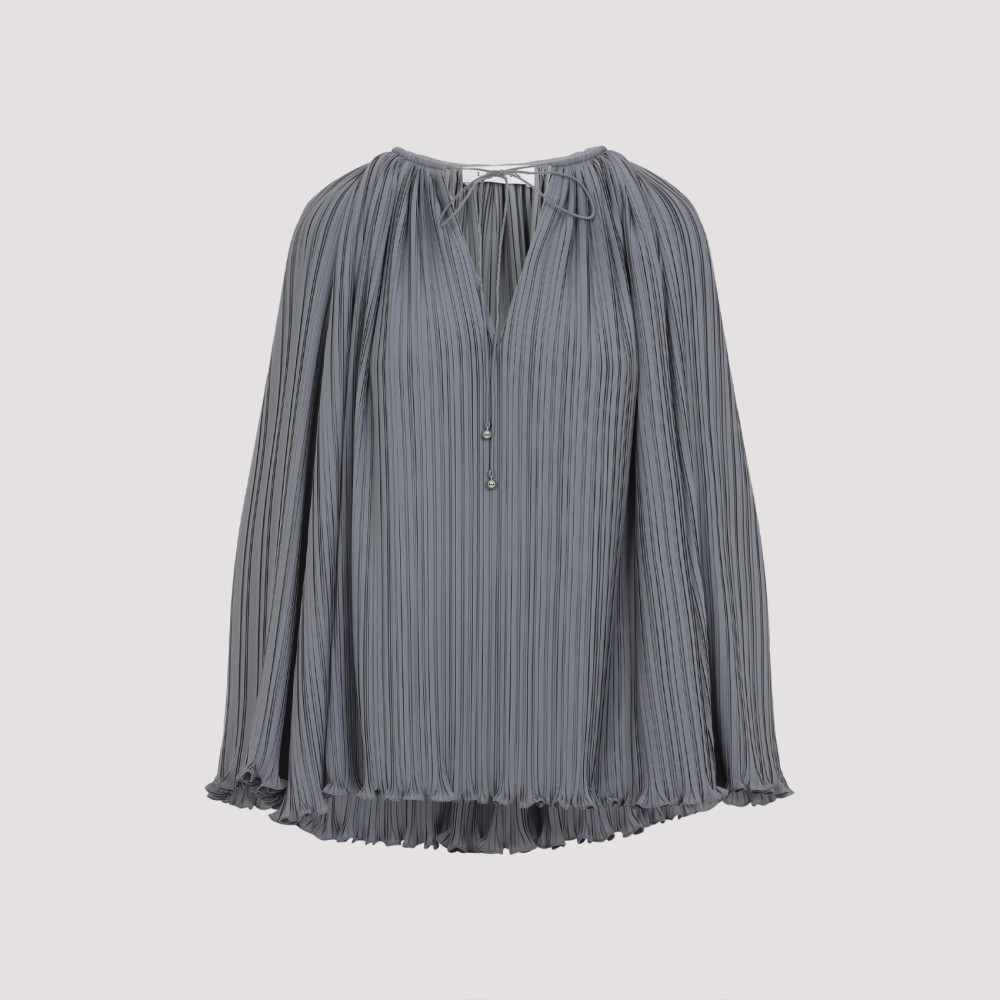 Lanvin Flowing Blouse With Intricate Pleating And Tie Closure