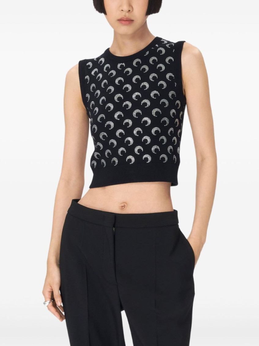 Shop Marine Serre Black Moon Strass Vest