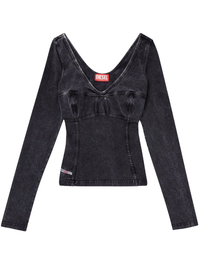 Diesel Long-sleeve Top With Denim Effect
