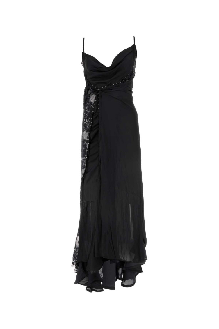 Y/PROJECT BLACK SATIN DRESS 