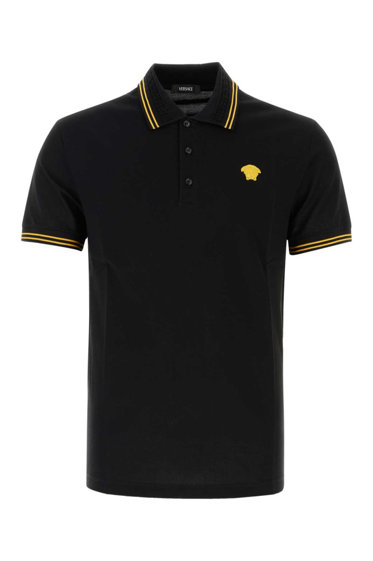 Shop Versace Black Embroidered Polo
