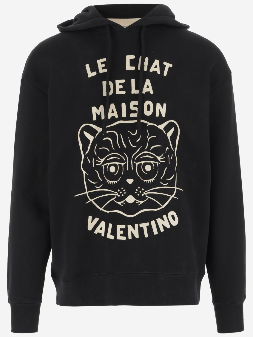 Valentino Garavani Sweatshirt With Le Chat De La Maison Patch In Black