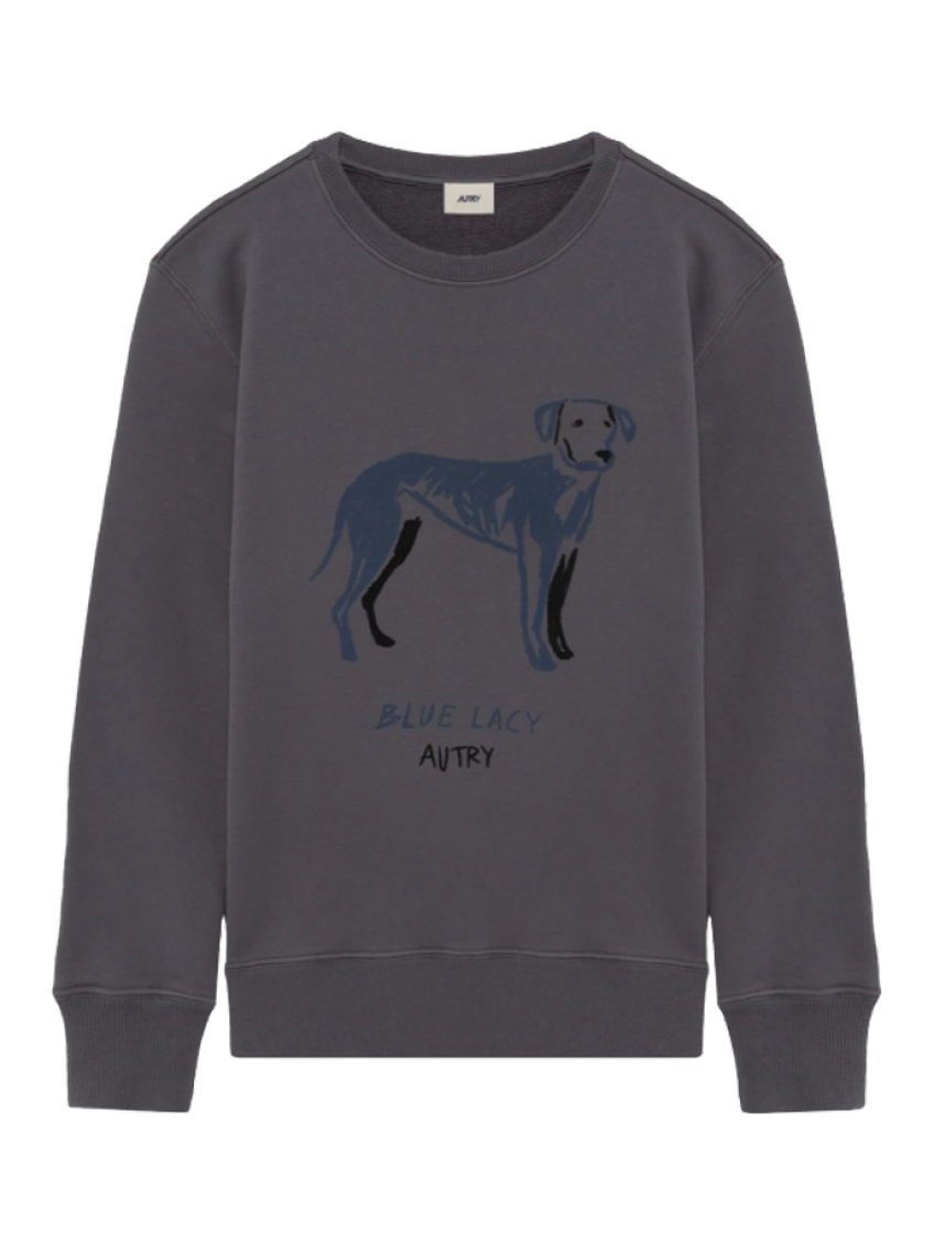 Autry Crew Neck Dog Print Long Sleeves Sweatshirt In Gray