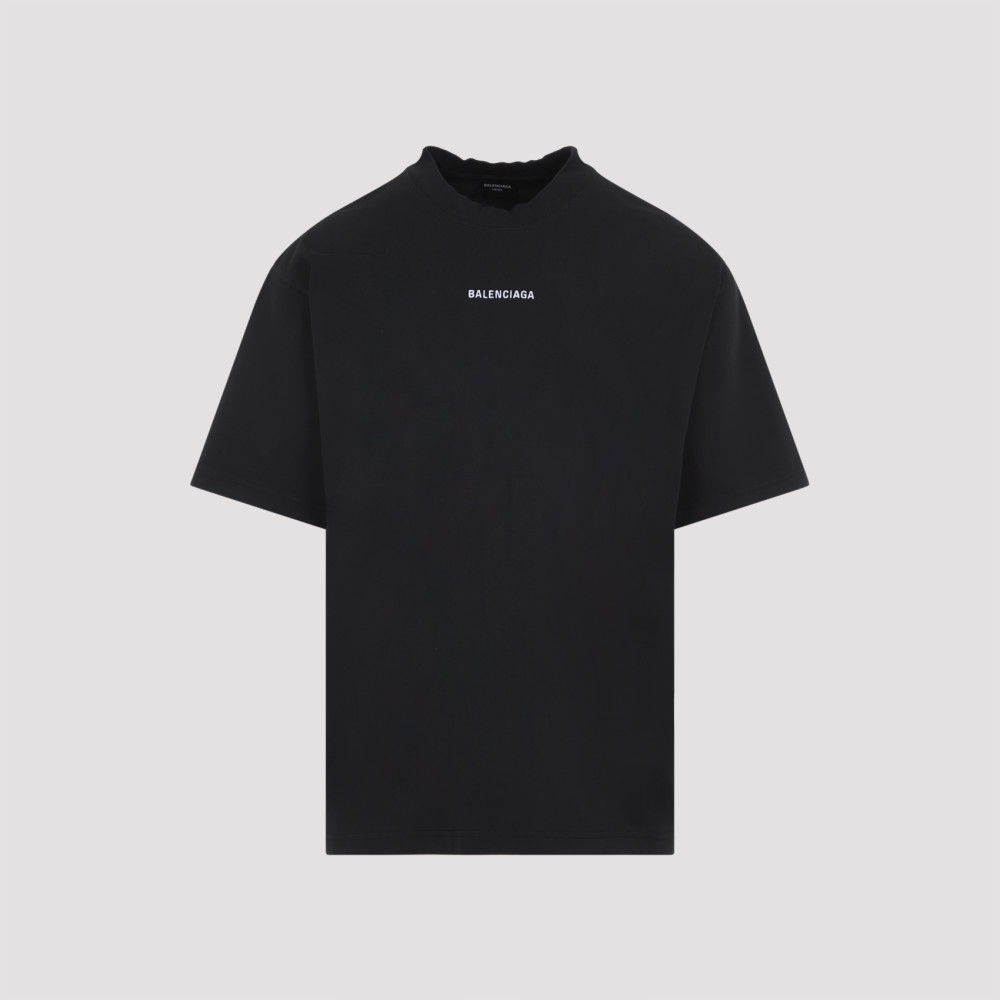 Balenciaga Black Crewneck Logo T-shirt In Black